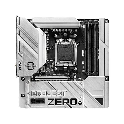 MSI MB B650M PROJECT ZERO AM5 DDR5 7600MHZ(OC) HDMI DP M.2 USB3.2 2.5G LAN WI-FI 6E MATX