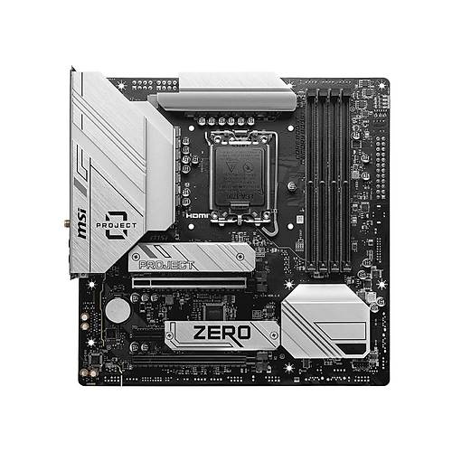 MSI MB B760M PROJECT ZERO SOKET 1700 DDR5 7800(OC) PCI-E ,M.2 USB3.2 HDMI,DP 1X 2.5G LAN WI-FI 6E MATX