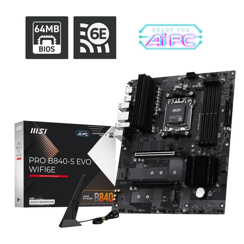 MSI PRO B840-S EVO WIFI6E DDR5 8000 MHz (OC) M.2x3 USB 3.2 HDMI Wi-Fi 6E ATX