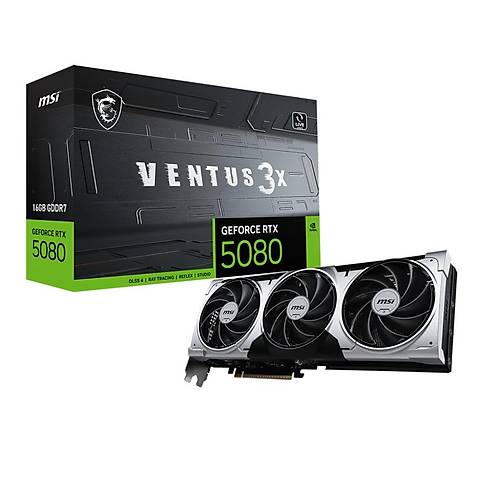 MSI VGA GEFORCE RTX 5080 16G VENTUS 3X PLUS RTX5080 16GB GDRR7 256 B DX12 PCIE 5.0 X16 (3XDP 1XHDMI)