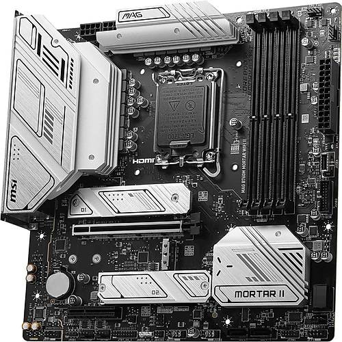 MSI MAG B760M MORTAR WIFI II SOKET 1700 DDR5 7800(OC) PCI-E GEN5 M.2 USB3.2 HDMIDP 1X 2.5G LAN  WI-FI 6E MATX