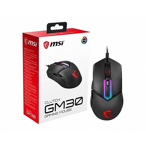 MSI GG CLUTCH GM30 GAMING MOUSE 6.200 DPI OPTIK SENSOR RGB LED OYUNCU FARESI