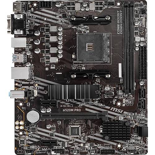 MSI MB A520M PRO AM4 DDR4 4600(OC) VGA DVI HDMI M.2 USB3.2 MATX