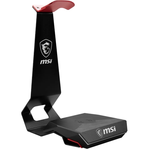 MSI GG HS01 HEADSET STAND + WIRELESS RGB CHARGER METAL KULAKLIK TUTUCU VE KABLOSUZ SARJ ALETI 15W HIZLI SARJ RGB GOSTERGE KAYMAZ TAB