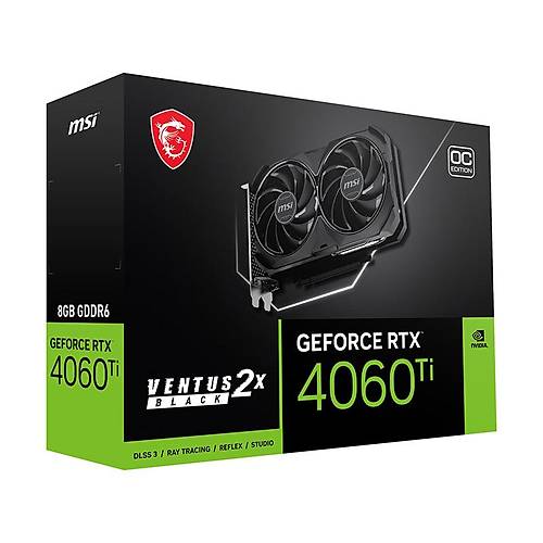 MSI VGA GEFORCE RTX 4060 TI VENTUS 2X BLACK 8G OC RTX4060TI 8GB GDDR6 128B DX12 PCIE 4.0 X16 (3XDP 1XHDMI)