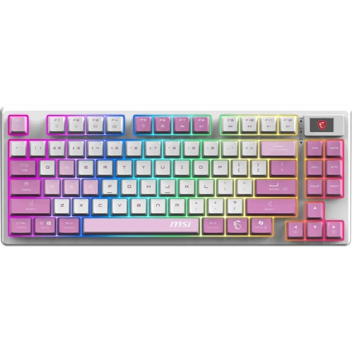 MSI GG FORGE GK600 TKL W VIOLET TR MEKANIK GAMING KLAVYE LCD EKRAN KTT HIFI LINEAR HOT-SWAPPABLE SWITCH PBT TUS TAKIMI RGB TR LAYOUT