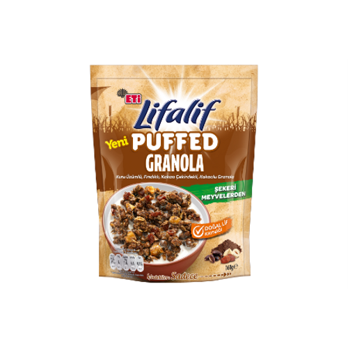 Eti Lifalif Kuru �z�ml�, F�nd�kl�, Kakao �ekirdekli, Kakaolu Puffed Granola
