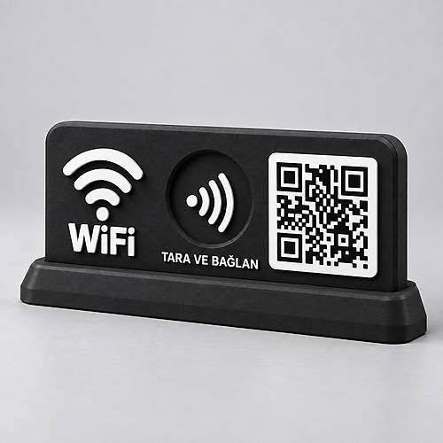 WiFi Ba�lant� Stand� QR Kod ve NFC ile  � ��letmelere �zel Masa�st� WiFi Stand�