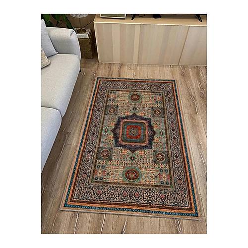 Drom Kaymaz Tabanl� Y�kanabilir Modern Multi Motifli Etnik Salon ve Mutfak Hal�s�
