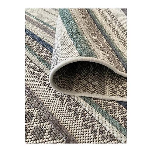 Hal�max Reform Hal� 4802 Meridyen Gri Mavi Bukle Kabartmal� �rg� Sa�akl� Modern Salon Hal�s� Yolluk