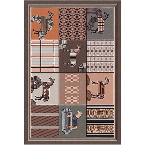 Drom Pamuk Dokuma Taban Makinede Y�kanabilen At Motifli Geometrik Patchwork Hal�