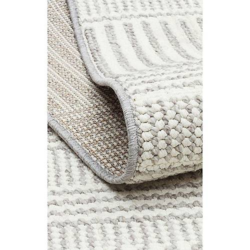 Oslo OSL 01 White Grey Hav Vermeyen �pler ile �retilen Yumu�ak Tu�eli �rg� Dokuma Makine Hal�s�.
