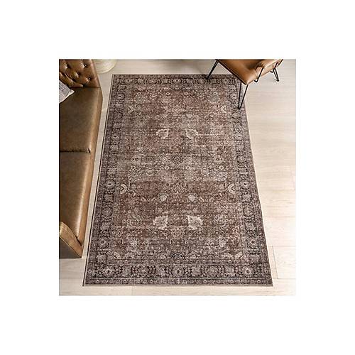 Atelier 501 Brown Taupe Eskitme Vintage Hal� Etnik Otantik Y�kanabilir Salon Hal�s�