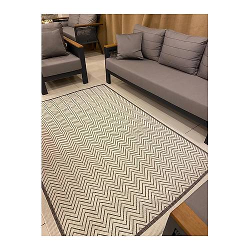 Hal�max Reform Hal� 9718 Gri Beyaz J�t Sisal Toz Vermez Modern Salon Hal�s� Yolluk Hol Kilim