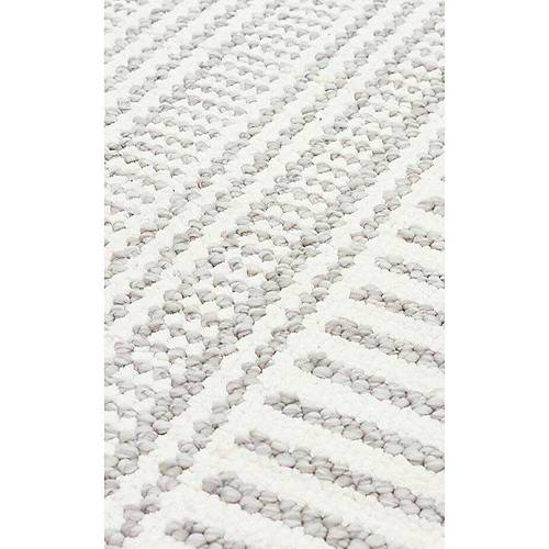 Oslo OSL 01 White Grey Hav Vermeyen �pler ile �retilen Yumu�ak Tu�eli �rg� Dokuma Makine Hal�s�.