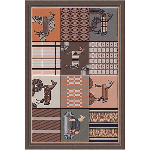 Drom Pamuk Dokuma Taban Makinede Y�kanabilen At Motifli Geometrik Patchwork Hal�