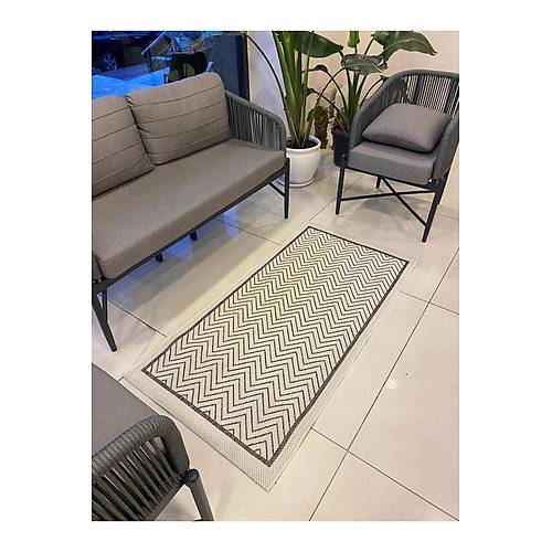 Hal�max Reform Hal� 9718 Gri Beyaz J�t Sisal Toz Vermez Modern Salon Hal�s� Yolluk Hol Kilim