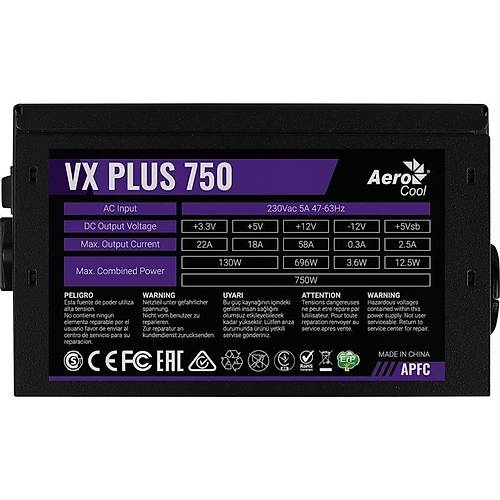 AEROCOOL AE-VXP750 VX PLUS 750W 58A ATX AKT�F PFC POWER SUPPLY