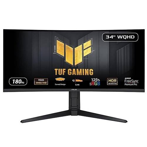 34 ASUS TUF GAMING VG34VQL3A 1MS 180HZ 2XHDMI 2XDP 3XUSB 3.2 WQHD 3440X1440 HOPARL�R CURVED PIVOT VESA S�YAH