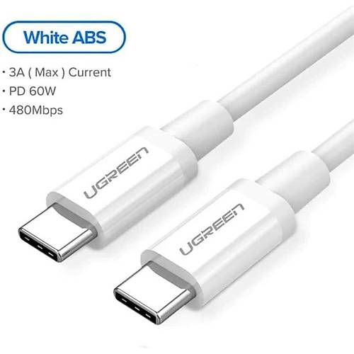 UGREEN USB-C 60W 3A QC PD HIZLI �ARJ KABLOSU 1 MT BEYAZ 60518
