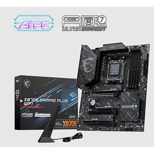 MSI X870E GAMING PLUS WIFI DDR5 8200MT/S 1XHDMI 3XM.2 USB AM5 ATX(AMD AM5 9000/8000/7000 SER�LER� �LE UYUMLU)