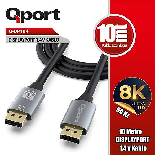 QPORT Q-DP104 DISPLAYPORT 1.4V 10MT KABLO