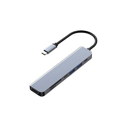 FRISBY FA-7684C TYPE-C - 7 IN1 USB-C+HDMI+SD/TF+USB3.0+PD+USB-C