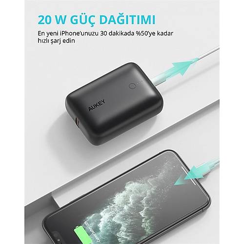 AUKEY PB-N83S-BK 22.5W SCP 18W PD VE QC 3.0 10000 MAH PD M�N� TYPE-C POWERBANK