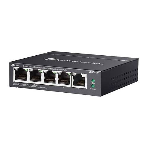 TP-LINK OMADA DS105GP 4 PORT GIGABIT + 1 PORT GIGABIT UPLINK 65W POE Y�NET�LEMEZ SWITCH