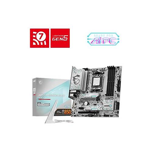 MSI B850M GAMING PLUS WIFI DDR5 8200MHZ 1XHDMI 1XDP 2XM.2 MATX AM5 (AMD AM5 9000/8000/7000 SER�LER� �LE UYUMLU)