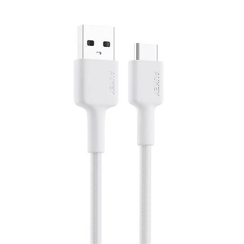 AUKEY CB-CD30-WH NAYLON �RG�L� USB-A TYPE-C �ARJ KABLOSU 0.9MT