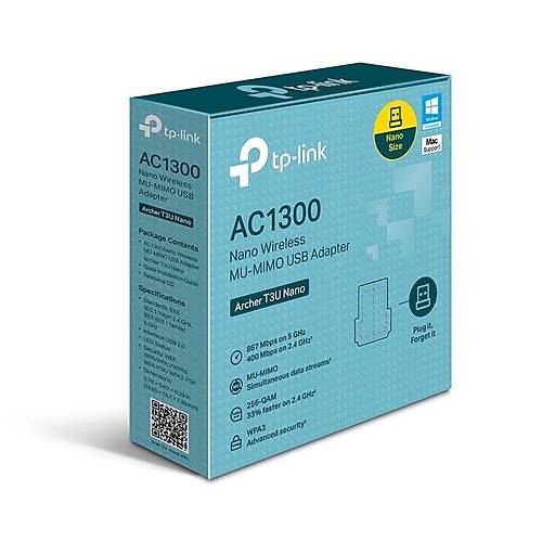 TP-LINK ARCHER T3U NANO AC1300 KABLOSUZ USB ADAPT�R