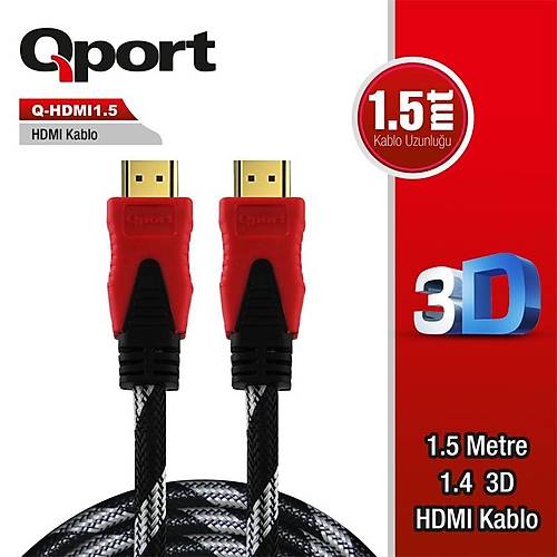 QPORT Q-HDMI1.5 1.5 METRE ALTIN U�LU HDMI KABLO 1.4V