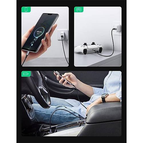UGREEN TYPE-C TO USB-A 3A QC �RG�L� HIZLI �ARJ KABLOSU 1 MT S�YAH 60126