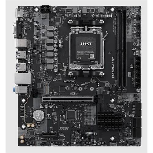 MSI PRO B850M-E EVO DDR5 8200MHZ 1XVGA 1XHDMI 1XM.2 USB MATX AM5 (AMD AM5 9000/8000/7000 SER�LER� �LE UYUMLU)