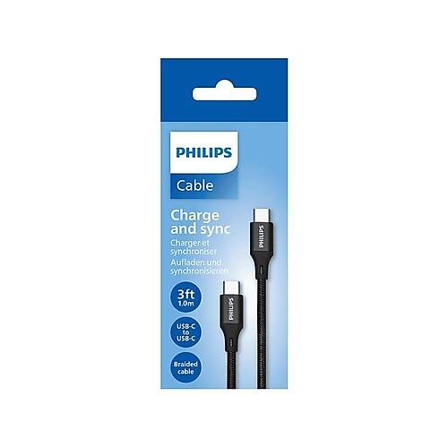 PHILIPS DLC5531C TYPE-C TO TYPE-C 1,2MT PD 480 MBPS S�YAH �RG�L� �ARJ KABLOSU