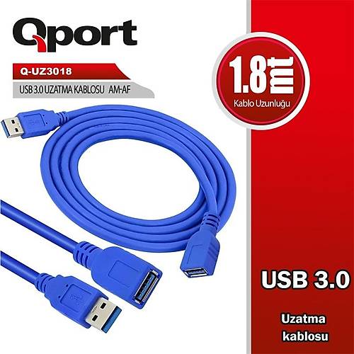 QPORT Q-UZ3018 USB 3.0 1,8MT UZATMA KABLOSU