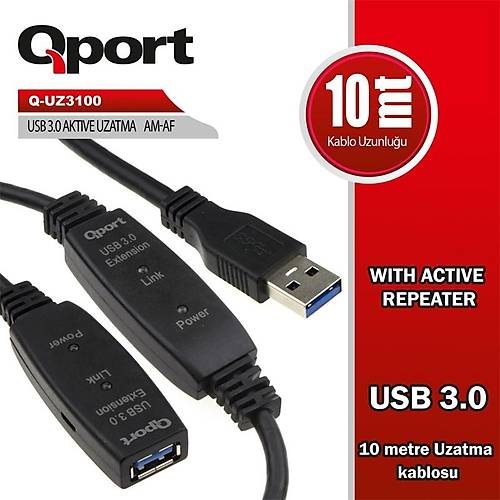 QPORT Q-UZ3100 USB 3.0 10MT UZATMA KABLOSU (REPEATER)