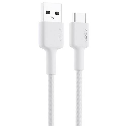 AUKEY CB-CD30-WH NAYLON �RG�L� USB-A TYPE-C �ARJ KABLOSU 0.9MT