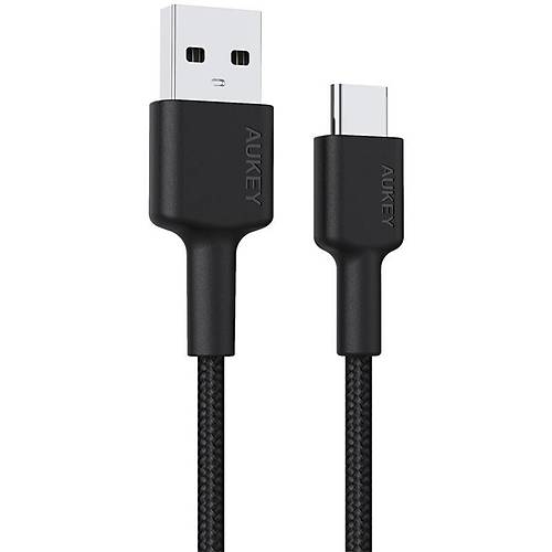 AUKEY CB-CD30-BK NAYLON �RG�L� USB-A TYPE-C �ARJ KABLOSU 0.9MT
