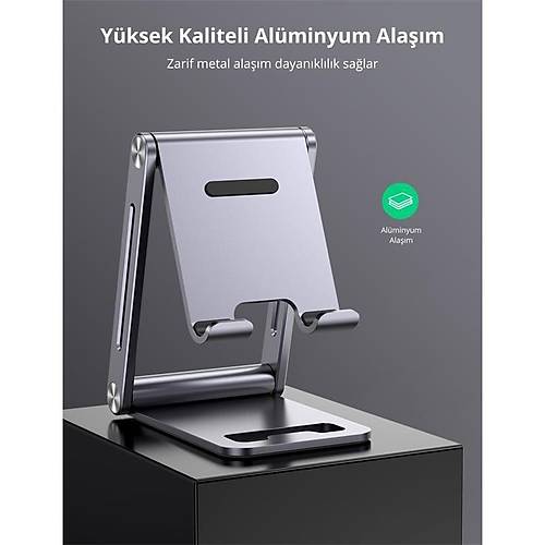 UGREEN AYARLANAB�L�R METAL TELEFON TUTUCU STANDI UZAY GR�S� 80708