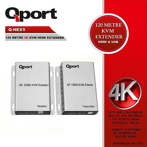 QPORT Q-HEX5 KVM 4K HDMI EXTENDER CAT6 120M 2 L� PAKET