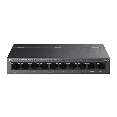 TP-LINK LS1210P 8 PORT 10/100MBPS+2-PORT GIGABIT 8-PORT POE+ 96W MASA�ST� SWITCH