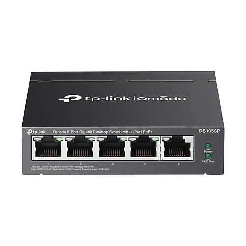 TP-LINK OMADA DS105GP 4 PORT GIGABIT + 1 PORT GIGABIT UPLINK 65W POE Y�NET�LEMEZ SWITCH