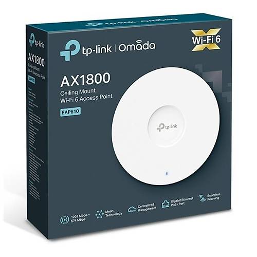 TP-LINK OMADA EAP610 AX1800 DUAL BAND WIFI6 1XGBIT RJ45 2.4GHZ/5GHZ TAVAN T�P� ACCESS POINT (ADAPT�RL�)