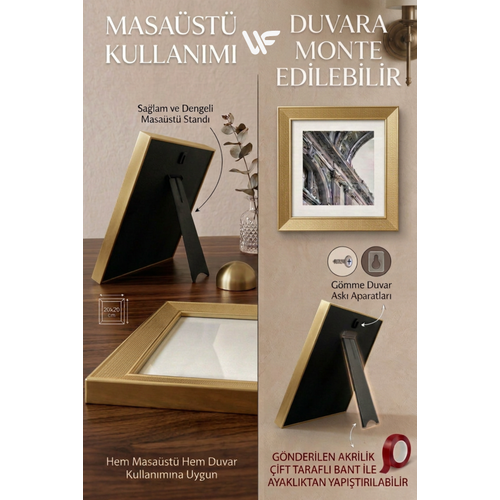 9'lu Kare Siyah �er�eve Seti � 20x20 Cm (D�� �l��) Duvar Dekoru Ve Ayakl� Foto�raf �er�evesi