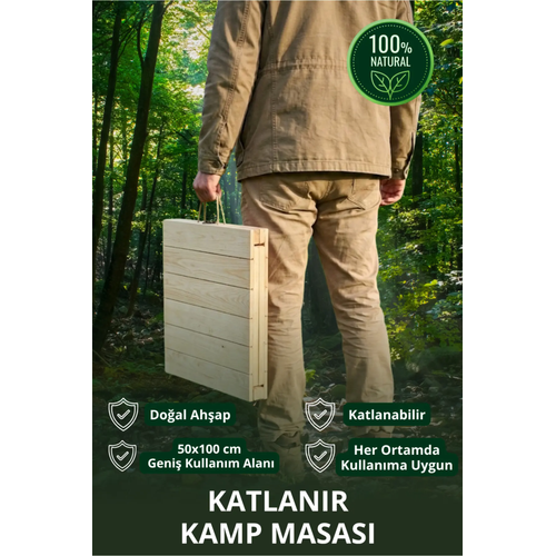 Portatif Katlanabilir Ah�ap Kamp Masas� 50x100 cm El Yap�m� Piknik Masas� Ta��nabilir Masa Outdoor Balkon Bah�e Kamp Ekipman�