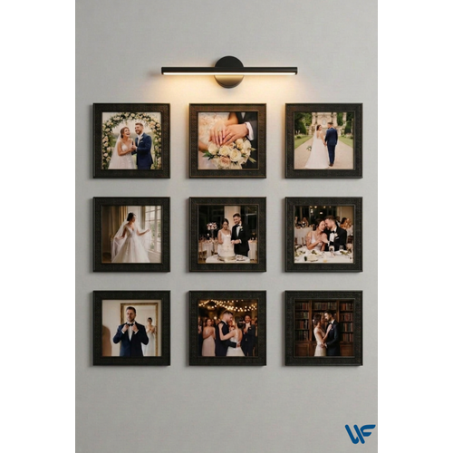 9'lu Kare Siyah �er�eve Seti � 20x20 Cm (D�� �l��) Duvar Dekoru Ve Ayakl� Foto�raf �er�evesi