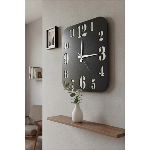 Modern Ah�ap Duvar Saati 40x40 cm MDF Dekoratif Kare Tasar�m