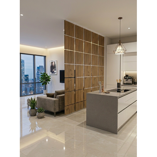 Lazer Kesim Ah�ap Seperat�r, Ev ve Ofis ��in 40x40 cm Mod�ler Dekoratif Oda Ay�r�c� Paravan (4 Adet)